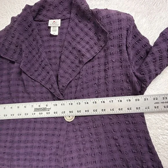 I.C. Collection U.S.A. By Connie Womens XXL Textured Purple Asymmetric Cardigan